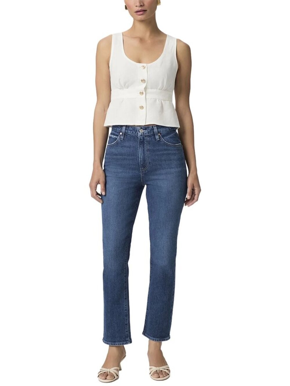 Paige Billy High Rise Crop Straight Ankle Jeans in Soundcheck Denim Size 28  NEW